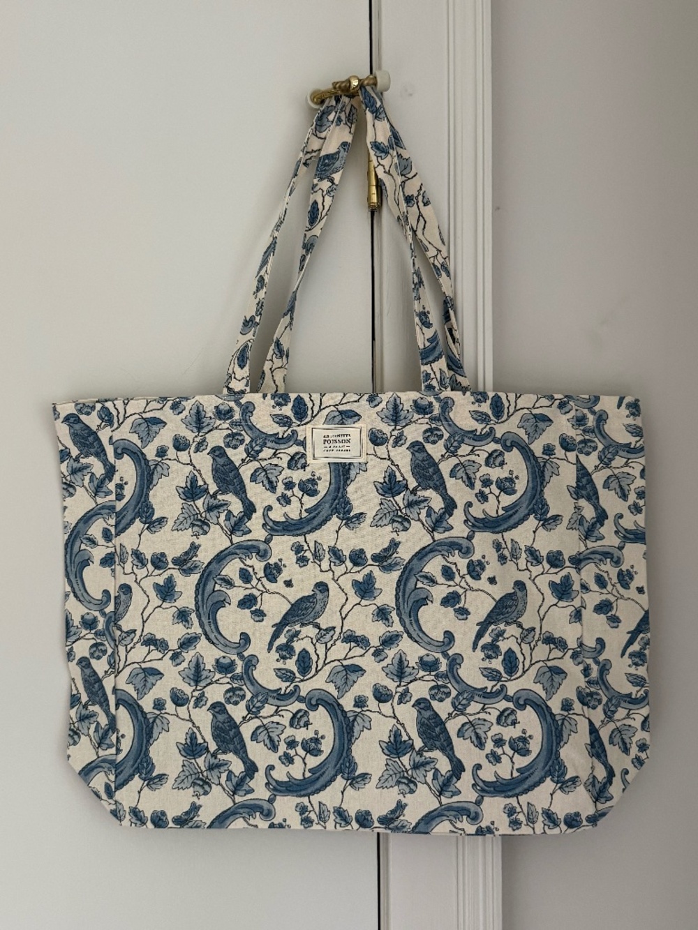 Sézane x Antoinette Poisson Tote Bag in Blue Bird Print new